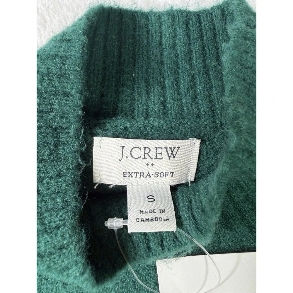 J.Crew Sweater Dress Womens Small Green Extra-Soft Mock Neck Knit BU755 NWT
